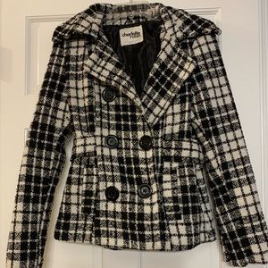 Black and White Patterned Peacoat